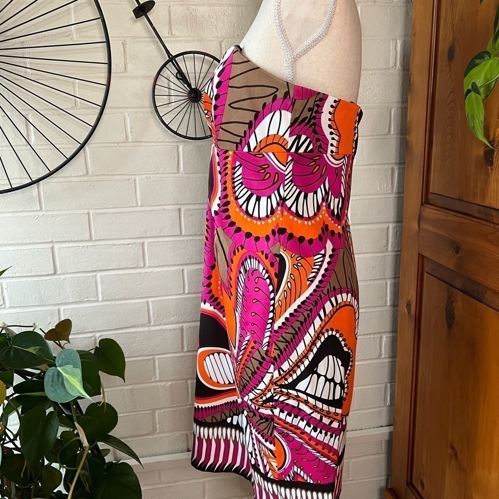 DAVID Meister printed mini slip dress pink size 8 EUC - Picture 5 of 12